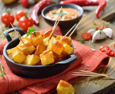 crispy potatoes with tangy patatas bravas