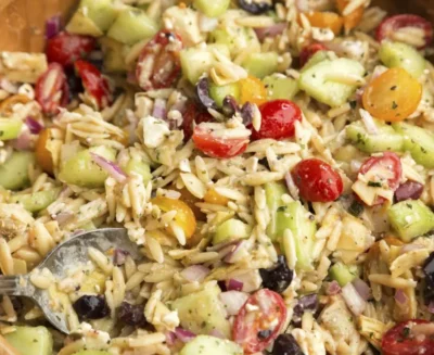 orzo with cucumber tomatoes and feta