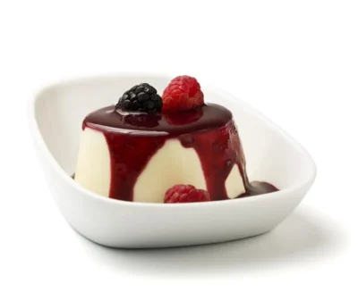 classic panna cotta with raspberry coulis