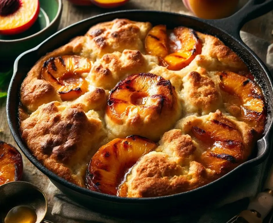 grilled peach cobbler