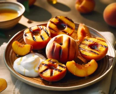 grilled peaches with honey and yogurt