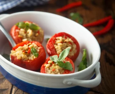 quinoa and herb stuffed tomatoes