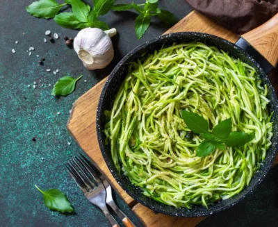 zucchini noodles with pesto