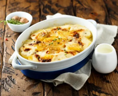 Cheesy Au Gratin Potatoes with Smoked Gouda