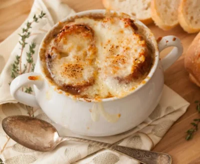 Dairy-Free French Onion Soup with Vegan Cheese