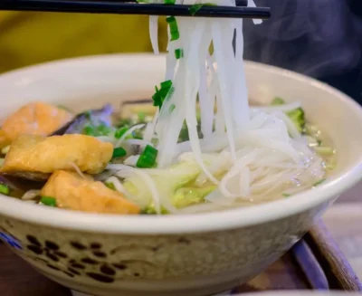 Vegan Vietnamese Pho with Tofu and Rice Noodles