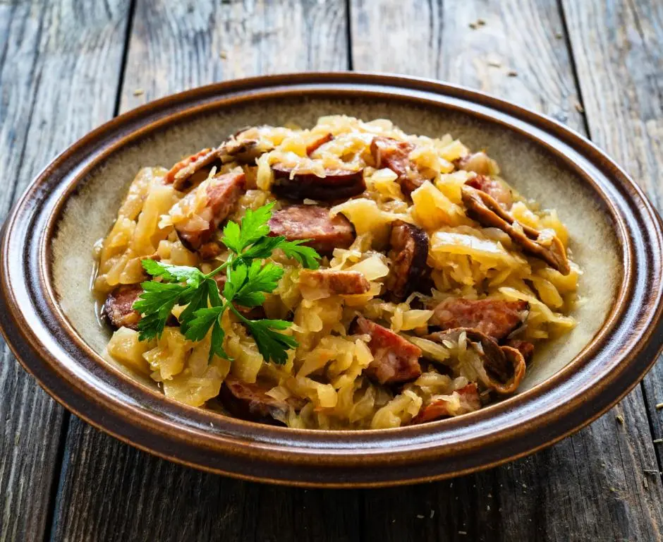 German Sauerkraut and Sausage Skillet