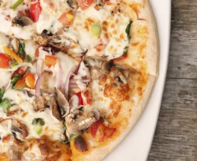 Caramelized Onion and Mushroom Pizza with Garlic Cream Sauce