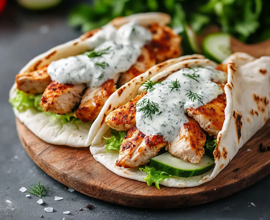Chicken Gyros with Creamy White Sauce