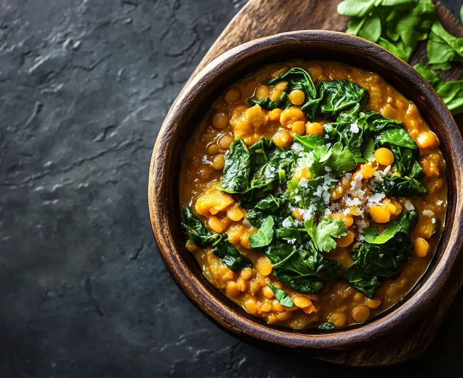Coconut Lentil Curry with Spinach