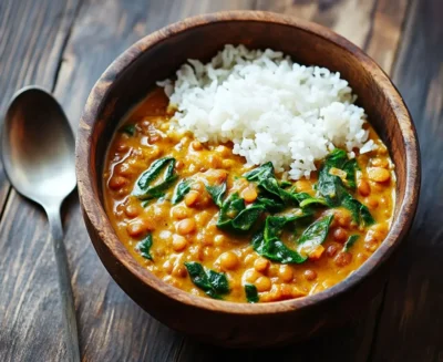 Coconut Lentil Curry with Spinach