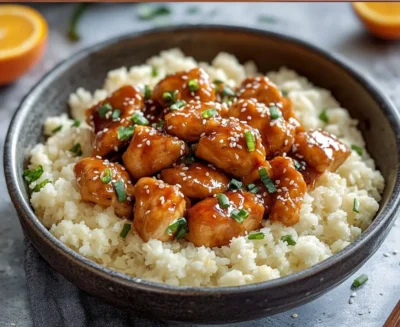 Low-Carb Chinese Orange Chicken with Cauliflower Rice