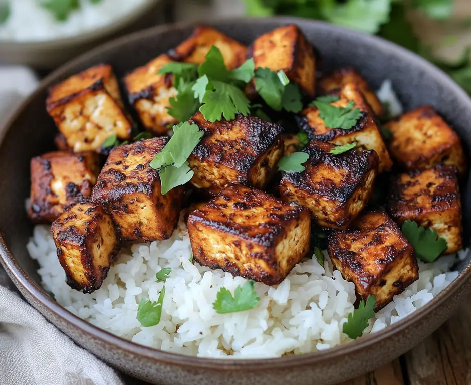 Vegan Jamaican Jerk Tofu with Coconut Rice