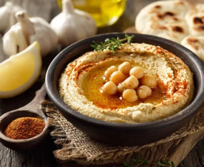 Roasted Garlic Hummus with Paprika